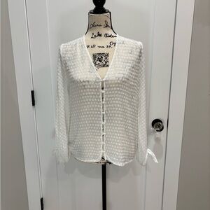 Won Hundred White Sheer Button-Up Women's Blouse